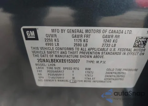 2014 Chevrolet Equinox 1Lt from USA, damaged, VIN 2GNALBEKXE6153007